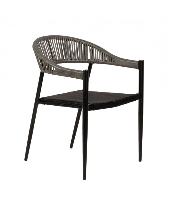 Πολυθρόνα Κήπου ArteLibre LIVINGSTONE Μαύρο/Γκρι Αλουμίνιο/Rattan 56x55x76cm