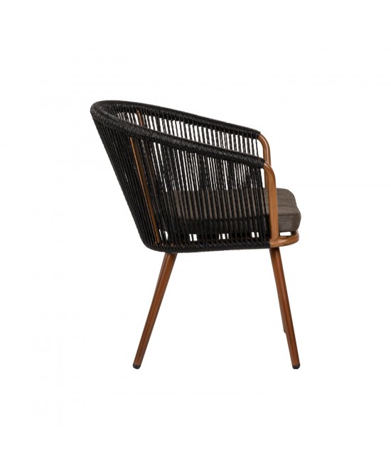 Πολυθρόνα Κήπου ArteLibre LOFOI Μαύρο/Καφέ Αλουμίνιο/Rattan 60x62x81cm