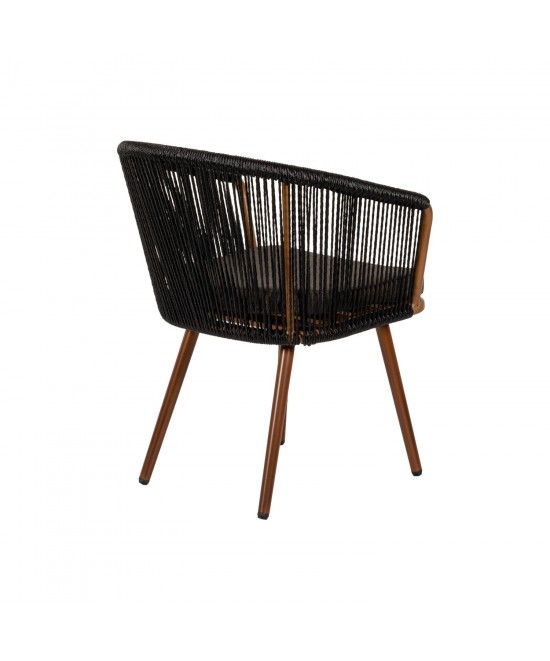 Πολυθρόνα Κήπου ArteLibre LOFOI Μαύρο/Καφέ Αλουμίνιο/Rattan 60x62x81cm