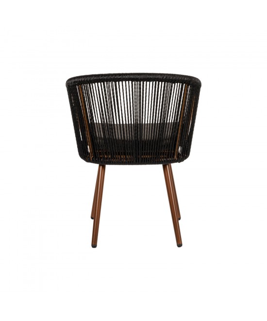 Πολυθρόνα Κήπου ArteLibre LOFOI Μαύρο/Καφέ Αλουμίνιο/Rattan 60x62x81cm