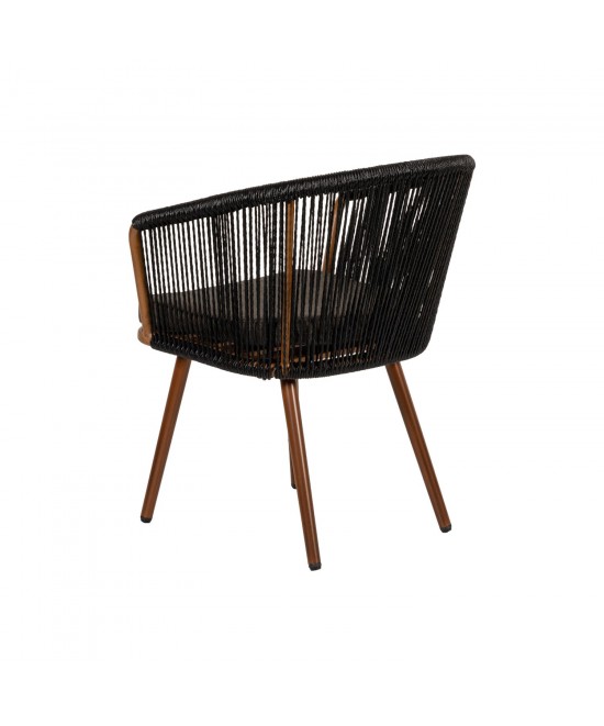 Πολυθρόνα Κήπου ArteLibre LOFOI Μαύρο/Καφέ Αλουμίνιο/Rattan 60x62x81cm