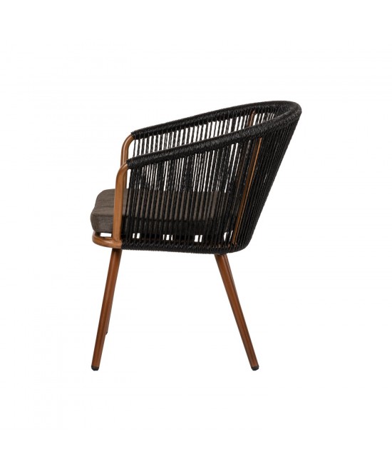 Πολυθρόνα Κήπου ArteLibre LOFOI Μαύρο/Καφέ Αλουμίνιο/Rattan 60x62x81cm