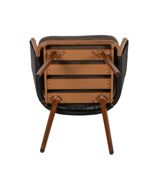 Πολυθρόνα Κήπου ArteLibre LOFOI Μαύρο/Καφέ Αλουμίνιο/Rattan 60x62x81cm