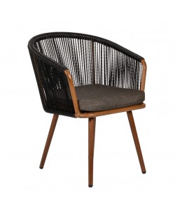 Πολυθρόνα Κήπου ArteLibre LOFOI Μαύρο/Καφέ Αλουμίνιο/Rattan 60x62x81cm