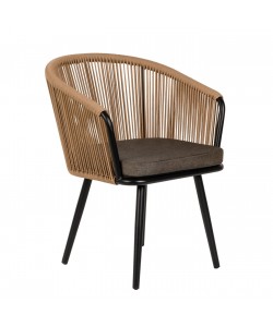 Πολυθρόνα Κήπου ArteLibre LOFOI Μαύρο/Καφέ Αλουμίνιο/Rattan 60x62x81cm