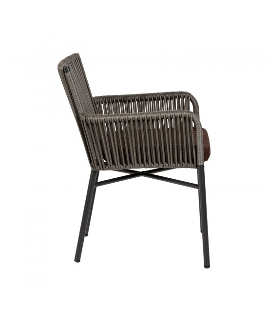 Πολυθρόνα Κήπου ArteLibre BLUENILE Μαύρο/Γκρι Αλουμίνιο/Rattan 55x65x81cm