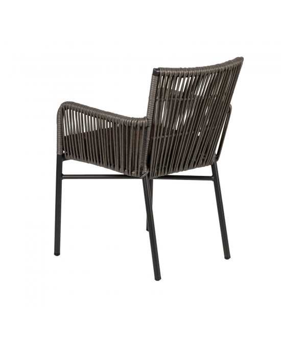 Πολυθρόνα Κήπου ArteLibre BLUENILE Μαύρο/Γκρι Αλουμίνιο/Rattan 55x65x81cm