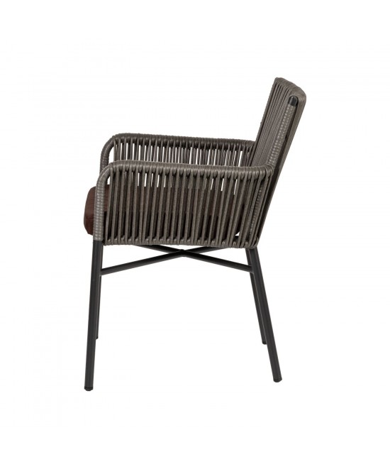 Πολυθρόνα Κήπου ArteLibre BLUENILE Μαύρο/Γκρι Αλουμίνιο/Rattan 55x65x81cm