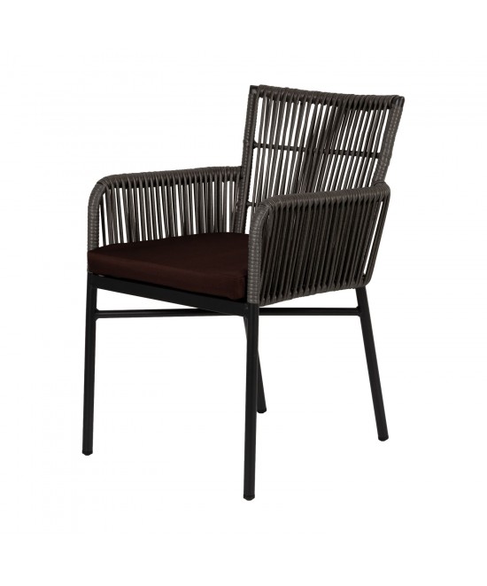 Πολυθρόνα Κήπου ArteLibre BLUENILE Μαύρο/Γκρι Αλουμίνιο/Rattan 55x65x81cm