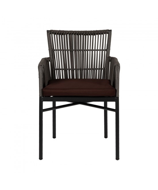 Πολυθρόνα Κήπου ArteLibre BLUENILE Μαύρο/Γκρι Αλουμίνιο/Rattan 55x65x81cm