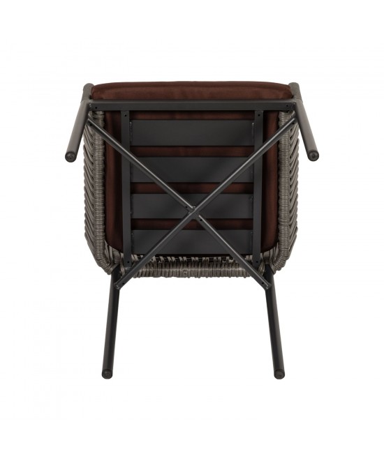Πολυθρόνα Κήπου ArteLibre BLUENILE Μαύρο/Γκρι Αλουμίνιο/Rattan 55x65x81cm