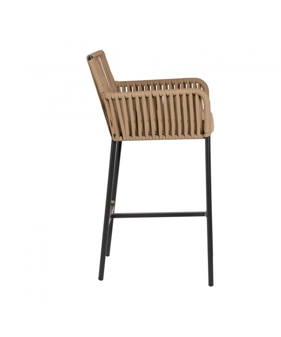 Σκαμπό ArteLibre KINTAMPO Μπεζ/Μαύρο Αλουμίνιο/Rattan 55x58x108cm