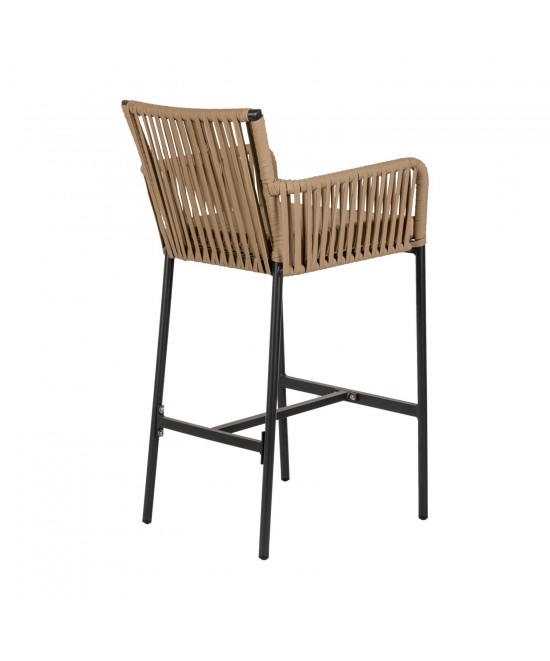 Σκαμπό ArteLibre KINTAMPO Μπεζ/Μαύρο Αλουμίνιο/Rattan 55x58x108cm