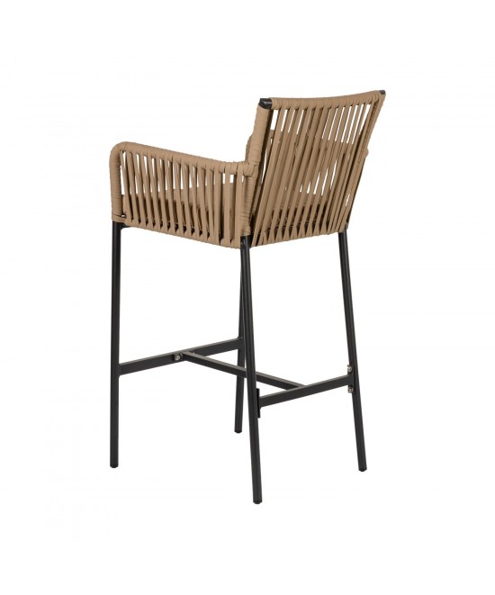 Σκαμπό ArteLibre KINTAMPO Μπεζ/Μαύρο Αλουμίνιο/Rattan 55x58x108cm