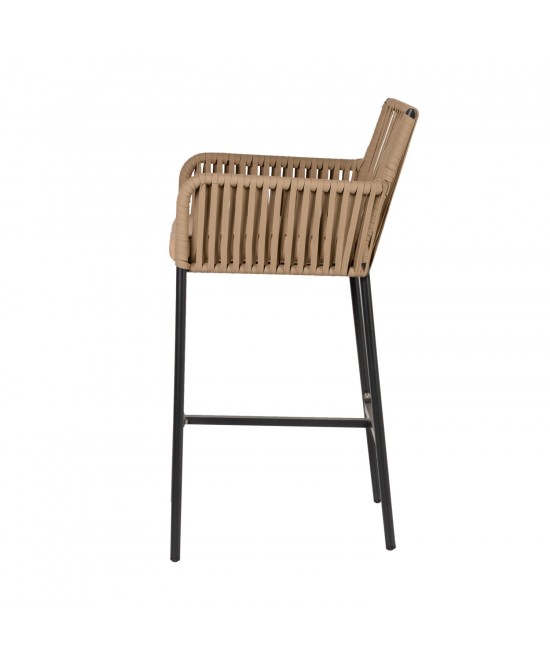 Σκαμπό ArteLibre KINTAMPO Μπεζ/Μαύρο Αλουμίνιο/Rattan 55x58x108cm