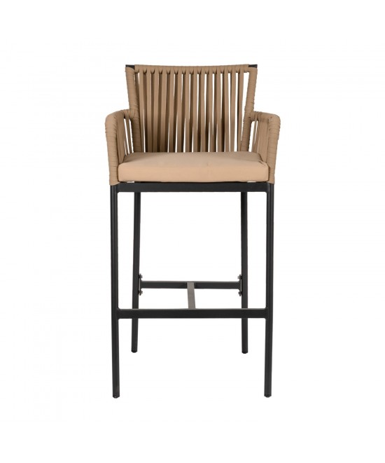Σκαμπό ArteLibre KINTAMPO Μπεζ/Μαύρο Αλουμίνιο/Rattan 55x58x108cm