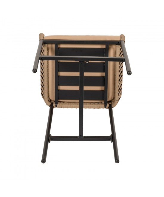 Σκαμπό ArteLibre KINTAMPO Μπεζ/Μαύρο Αλουμίνιο/Rattan 55x58x108cm