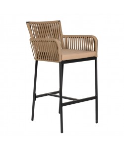 Σκαμπό ArteLibre KINTAMPO Μπεζ/Μαύρο Αλουμίνιο/Rattan 55x58x108cm
