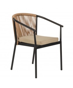 Πολυθρόνα Κήπου ArteLibre MANDRAKA Μαύρο/Φυσικό Αλουμίνιο/Rattan 57x61x78cm