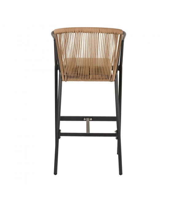 Σκαμπό ArteLibre MANDRAKA Μαύρο/Φυσικό Αλουμίνιο/Rattan 56x63x108cm