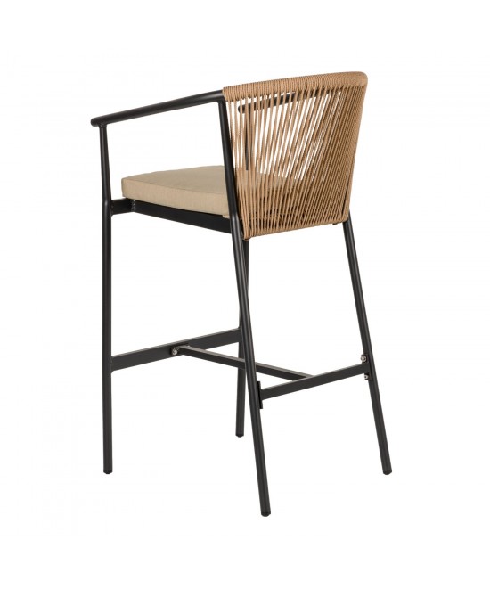 Σκαμπό ArteLibre MANDRAKA Μαύρο/Φυσικό Αλουμίνιο/Rattan 56x63x108cm