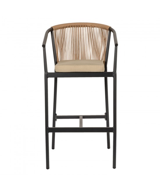 Σκαμπό ArteLibre MANDRAKA Μαύρο/Φυσικό Αλουμίνιο/Rattan 56x63x108cm