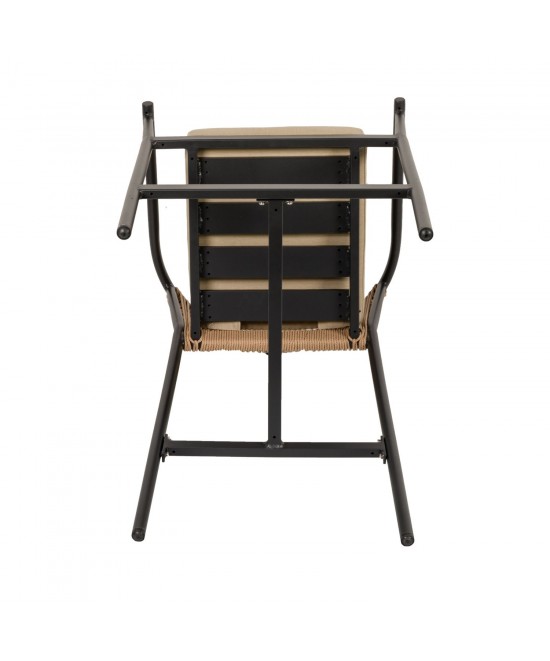 Σκαμπό ArteLibre MANDRAKA Μαύρο/Φυσικό Αλουμίνιο/Rattan 56x63x108cm