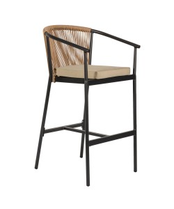 Σκαμπό ArteLibre MANDRAKA Μαύρο/Φυσικό Αλουμίνιο/Rattan 56x63x108cm