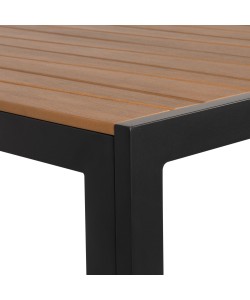 Τραπέζι Κήπου ArteLibre OUZOUD Μαύρο/Καρυδί Αλουμίνιο/Ξύλο 150x90x74cm