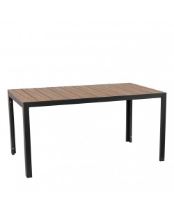 Τραπέζι Κήπου ArteLibre OUZOUD Μαύρο/Καρυδί Αλουμίνιο/Ξύλο 150x90x74cm