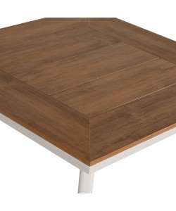 Τραπέζι Κήπου ArteLibre EPUPA Λευκό/Καρυδί Αλουμίνιο/Ξύλο 80x80x73cm