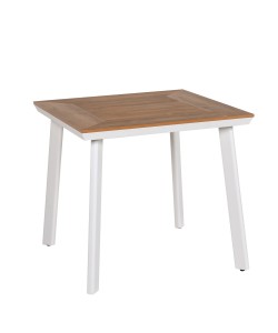 Τραπέζι Κήπου ArteLibre EPUPA Λευκό/Καρυδί Αλουμίνιο/Ξύλο 80x80x73cm