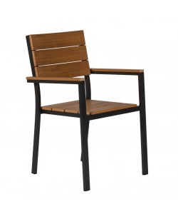 Πολυθρόνα Κήπου ArteLibre GURARA Μαύρο/Καρυδί Αλουμίνιο/Ξύλο 60x55x86cm