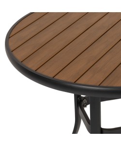 Τραπέζι Κήπου ArteLibre SANAAG Μαύρο/Καρυδί Αλουμίνιο/Ξύλο Φ80x73cm Τραπέζι Κήπου ArteLibre SANAAG Μαύρο/Καρυδί Αλουμίνιο/Ξύλο Φ80x73cm