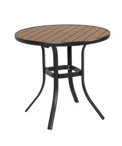 Τραπέζι Κήπου ArteLibre SANAAG Μαύρο/Καρυδί Αλουμίνιο/Ξύλο Φ80x73cm