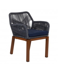 Πολυθρόνα Κήπου ArteLibre LISBON Mπλε/Μπαμπού Αλουμίνιο/Ύφασμα 57x58x77cm