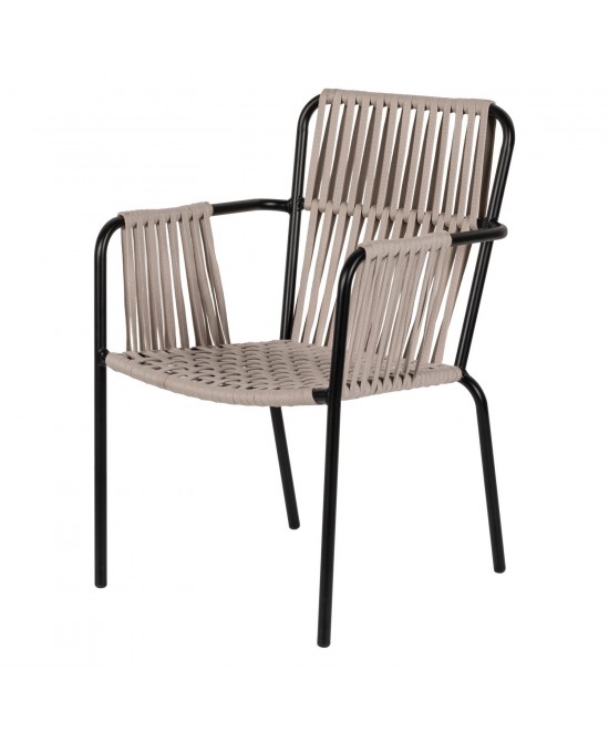 Πολυθρόνα Κήπου ArteLibre DAYA Γκρι/Μαύρο Αλουμίνιο/Rattan 57x67x84cm