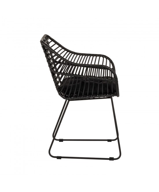 Πολυθρόνα Κήπου ArteLibre KALAMBO Μαύρο Αλουμίνιο/Rattan 56x57x81cm