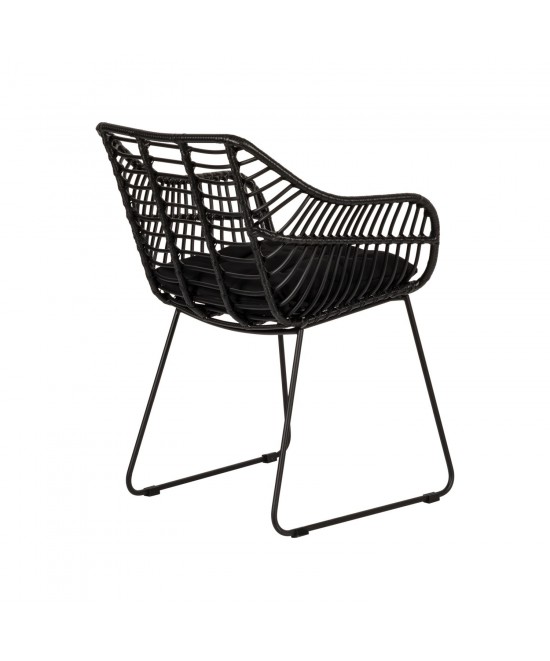 Πολυθρόνα Κήπου ArteLibre KALAMBO Μαύρο Αλουμίνιο/Rattan 56x57x81cm
