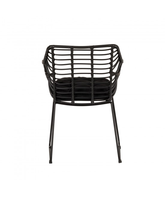 Πολυθρόνα Κήπου ArteLibre KALAMBO Μαύρο Αλουμίνιο/Rattan 56x57x81cm