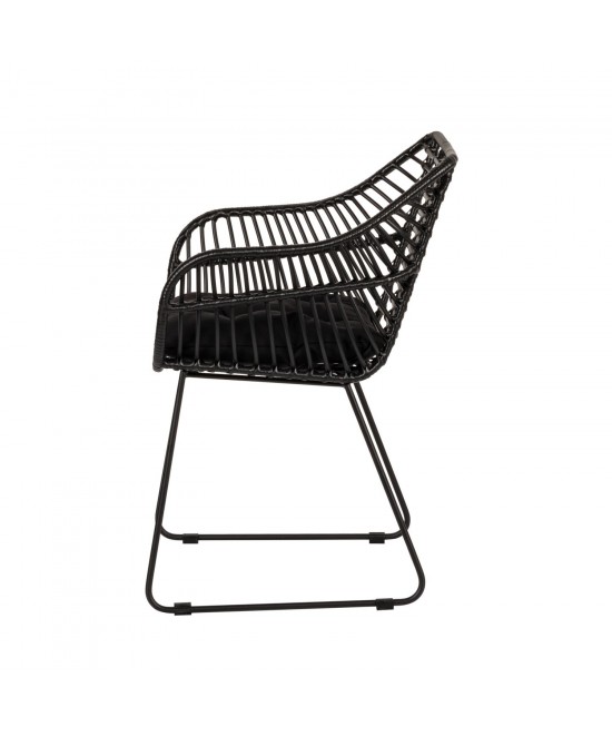 Πολυθρόνα Κήπου ArteLibre KALAMBO Μαύρο Αλουμίνιο/Rattan 56x57x81cm