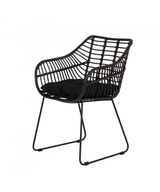 Πολυθρόνα Κήπου ArteLibre KALAMBO Μαύρο Αλουμίνιο/Rattan 56x57x81cm