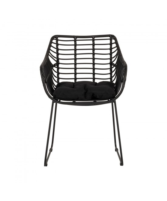 Πολυθρόνα Κήπου ArteLibre KALAMBO Μαύρο Αλουμίνιο/Rattan 56x57x81cm