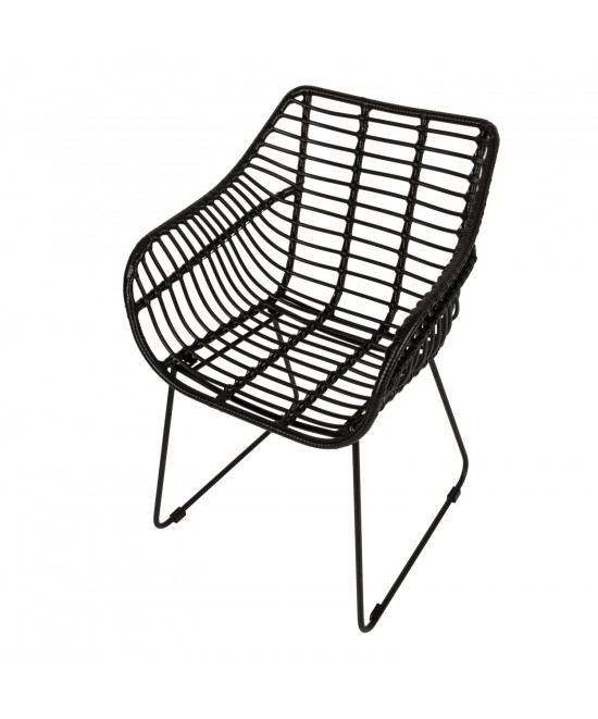 Πολυθρόνα Κήπου ArteLibre KALAMBO Μαύρο Αλουμίνιο/Rattan 56x57x81cm