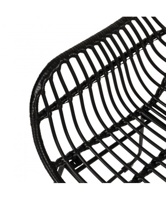 Πολυθρόνα Κήπου ArteLibre KALAMBO Μαύρο Αλουμίνιο/Rattan 56x57x81cm