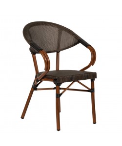 Πολυθρόνα Κήπου ArteLibre DALILA Καφέ/Μπαμπού Αλουμίνιο/Ύφασμα 57x57x82cm