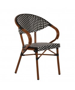 Πολυθρόνα Κήπου ArteLibre MUTUMA Λευκό/Μαύρο/Μπαμπού Αλουμίνιο/Rattan 57x60x82cm