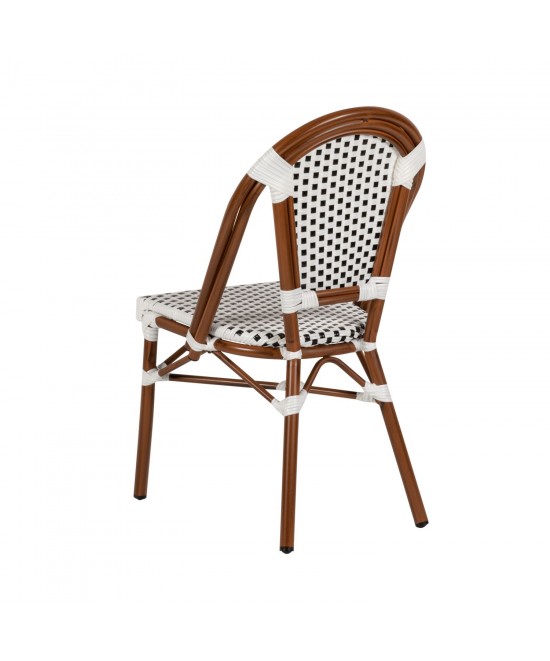 Καρέκλα Κήπου ArteLibre MUTARAZI Λευκό/Μαύρο Αλουμίνιο/Rattan 50x57x85cm