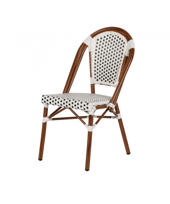 Καρέκλα Κήπου ArteLibre MUTARAZI Λευκό/Μαύρο Αλουμίνιο/Rattan 50x57x85cm