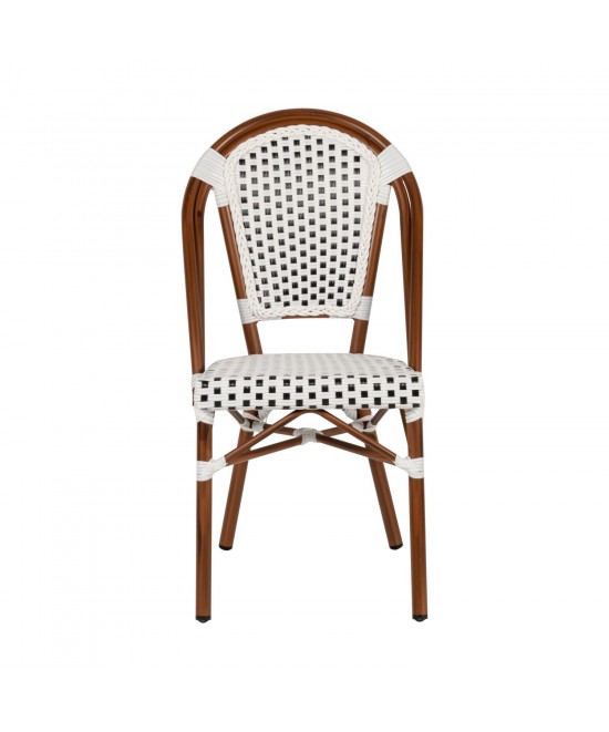 Καρέκλα Κήπου ArteLibre MUTARAZI Λευκό/Μαύρο Αλουμίνιο/Rattan 50x57x85cm